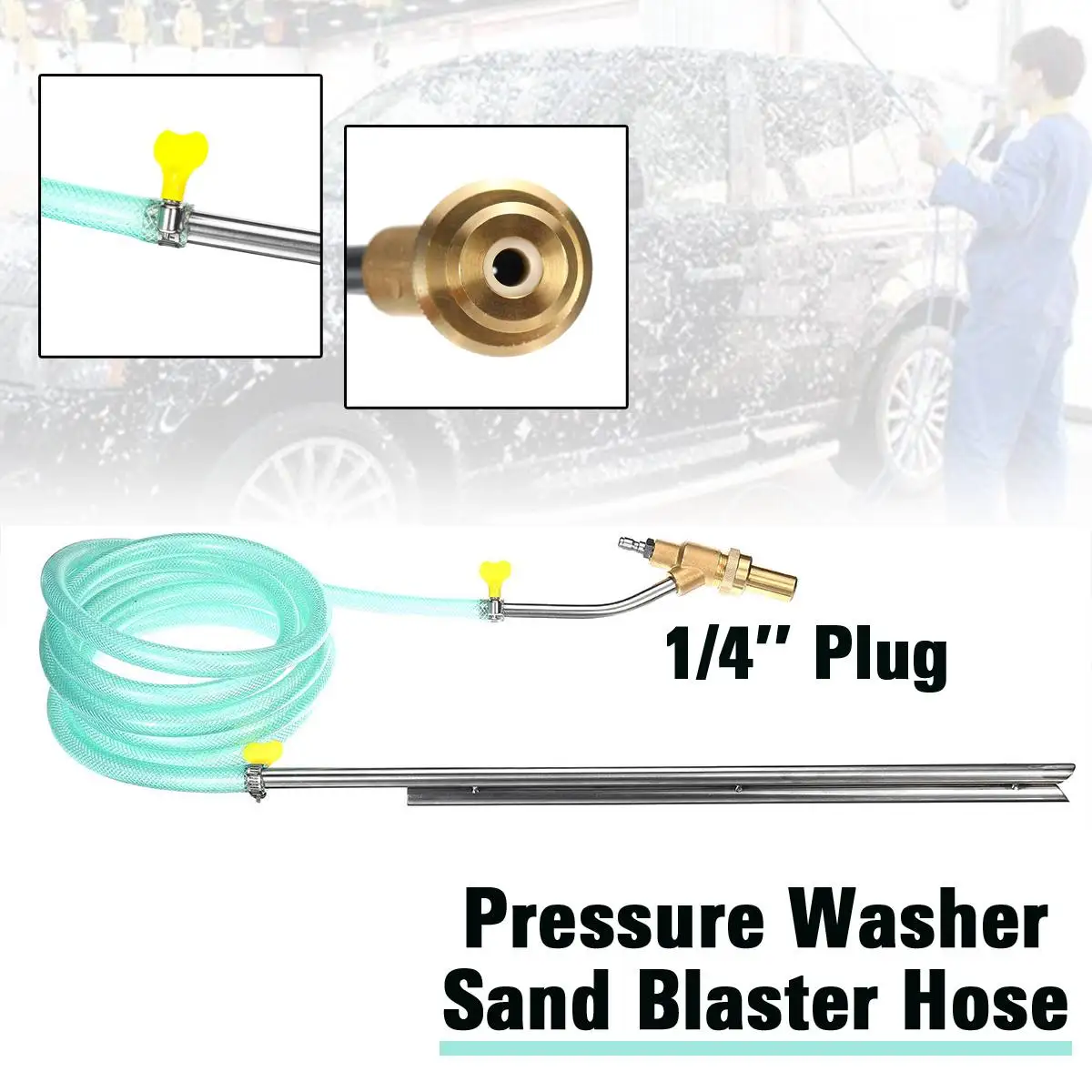 

1/4 Plug 260 BAR High Pressure Washer Sand Blasting Hose kit Wet Blasting Washer Paint Dirt Cleaning Tool w/300 cm Hose