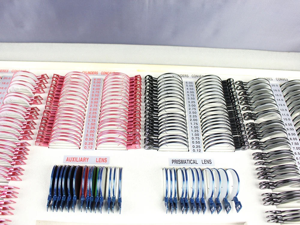 JSC 266 A Grade Trial Lens Set Red Black Metal Rim Leather case Quality Lens Trial Case