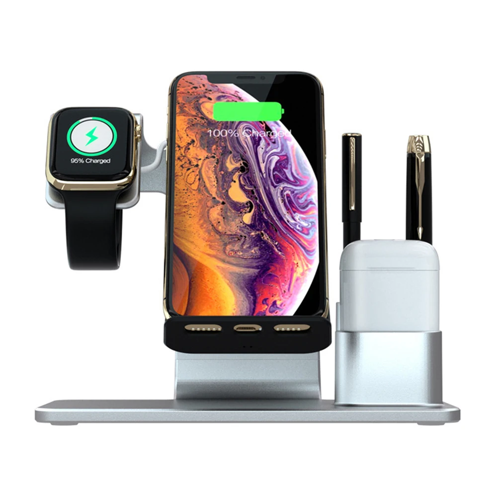 Беспроводное быстрое зарядное устройство QI 10 Вт для Apple Watch док-станция 3 в 1