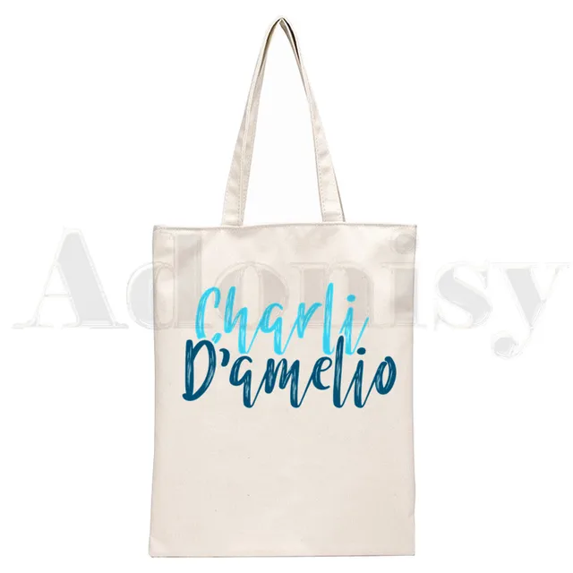 Ice Coffee Splatter Charli Damelio Harajuku Anime Handbags Shoulder Bags Casual Shopping Girls Handbag Women Elegant Canvas Bag P