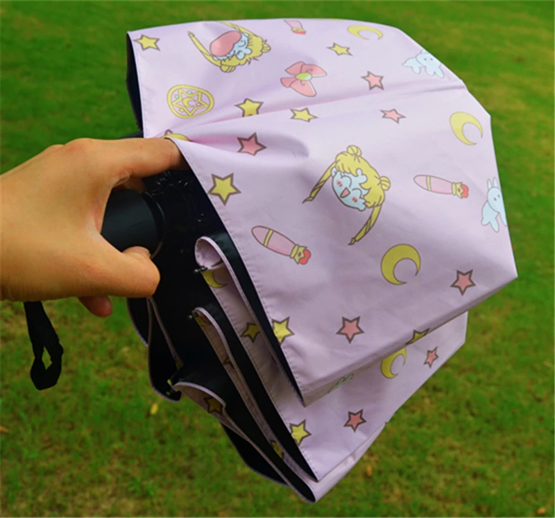 Милый мультфильм Сейлор Мун автоматический трехскладной зонтик портативный аниме Печатные Зонтики От Солнца и дождя зонтик от солнца Косплей Подарки