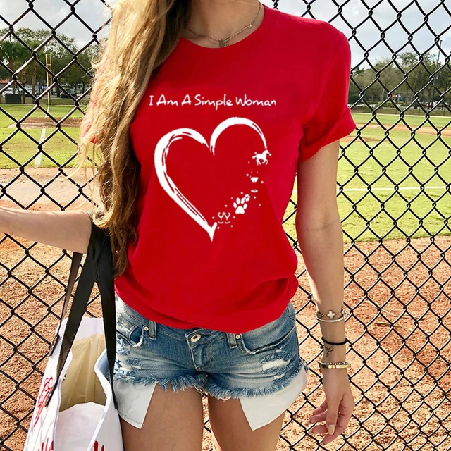 Camiseta de manga corta para mujer, S-3XL, con estampado bonito, para el Día de San Valentín, verano 2020