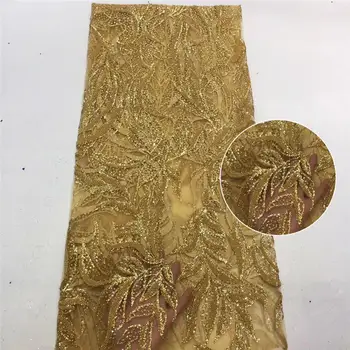 

2020 high quality French sequence sequins net lace, African tulle mesh sequence lace fabric for party dress 5yards / lot RL0301