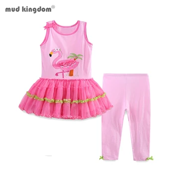 

Mudkingdom Girls Outfits Sets Flamingos Sling Vest Dress Tops Long Pants Summer Suit