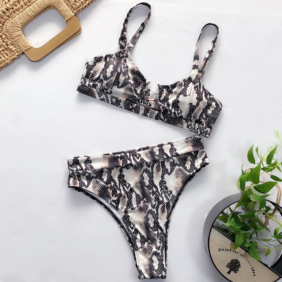 pink bikini set Sexy Swimsuit Women High Waist Bikini Micro High Leg Swimming Suit for Bathing Suit Snake Print Swimwear Women 2020 Bikinis Set designer bikini sets