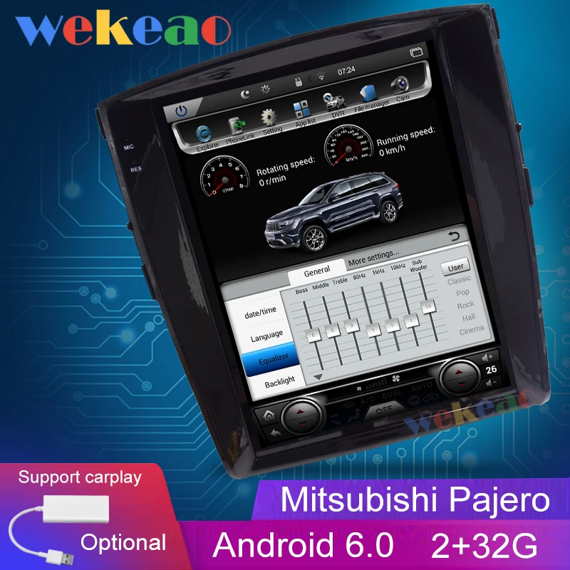 Wekeao вертикальный экран Tesla Style 12 1 'Ƈ Din Android 7 Автомагнитола для Mitsubishi Pajero V93