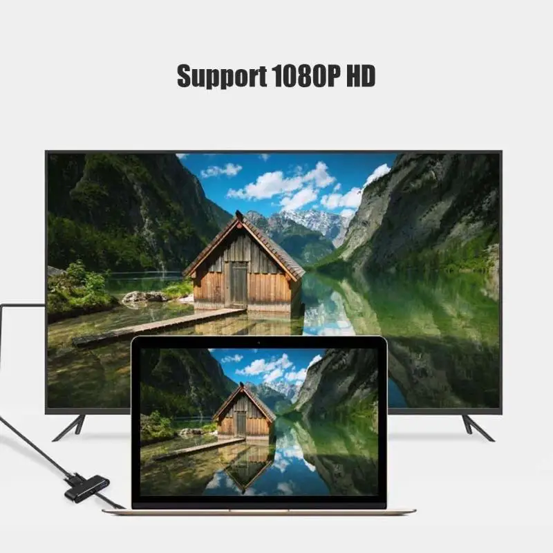 Многофункциональный USB-C концентратор позолоченный никелированный алюминиевый сплав TYPE-C до 4K HDMI VGA Аудио USB3.0 PD конвертер адаптер