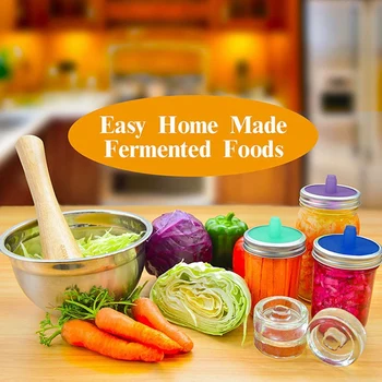 

Waterless Food Grade Silicone Fermentation Airlocks Lids Fermenting Covers Kit Bands For Wide Mason Jars Sealing