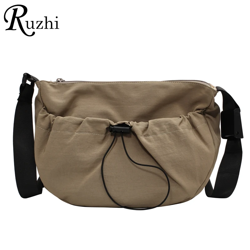 

Light Weight 2021 New Women's Bags Solid Travel Simple Nylon Shoulder Bag Crossbody Casual Side Bag For Girls Drawstring Daily