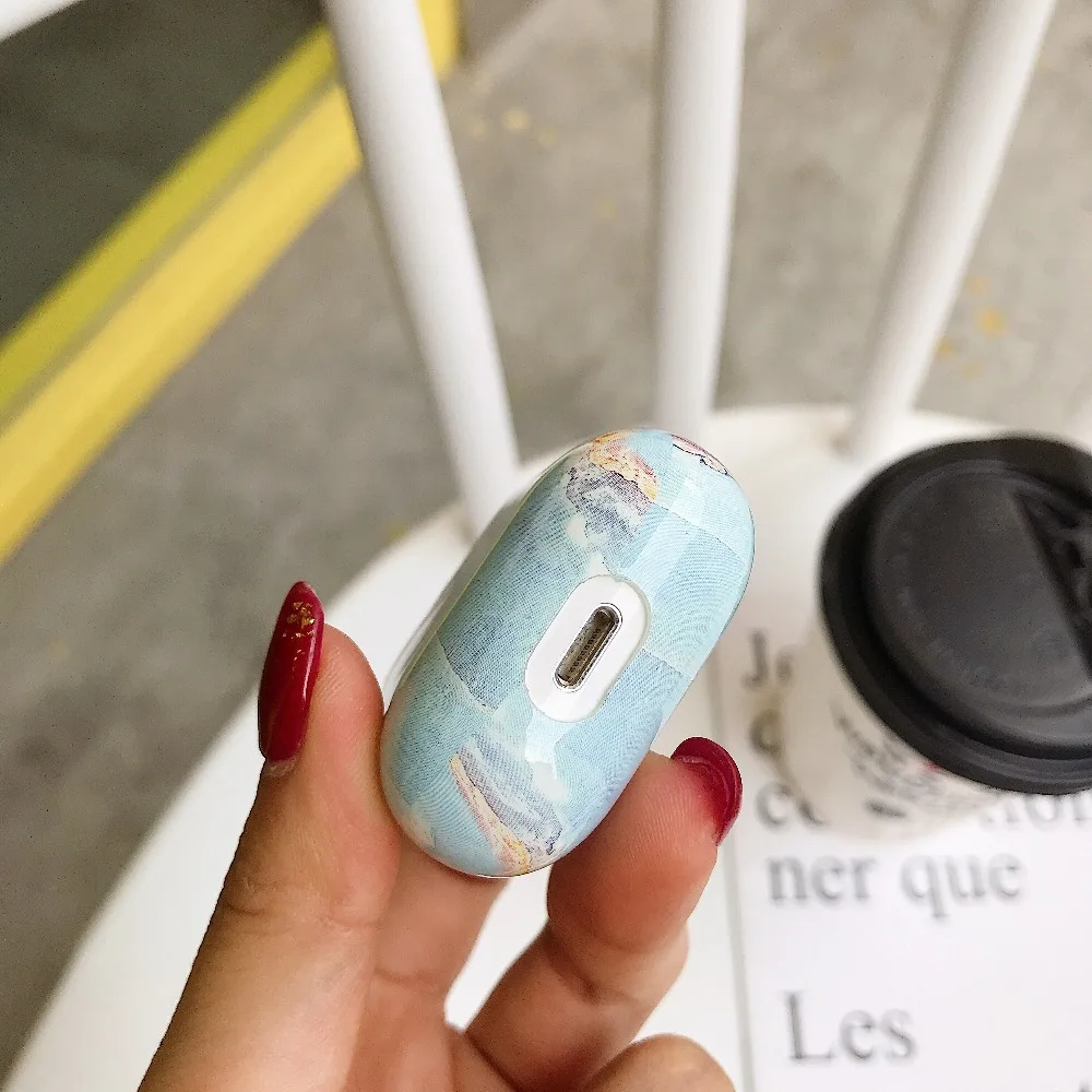 Чехол для оригинала Apple Airpods, чехол, мраморный, милый, чехол для Apple Airpods 2, 1, чехол, аксессуары, наушники Air Pods, чехол, коробка