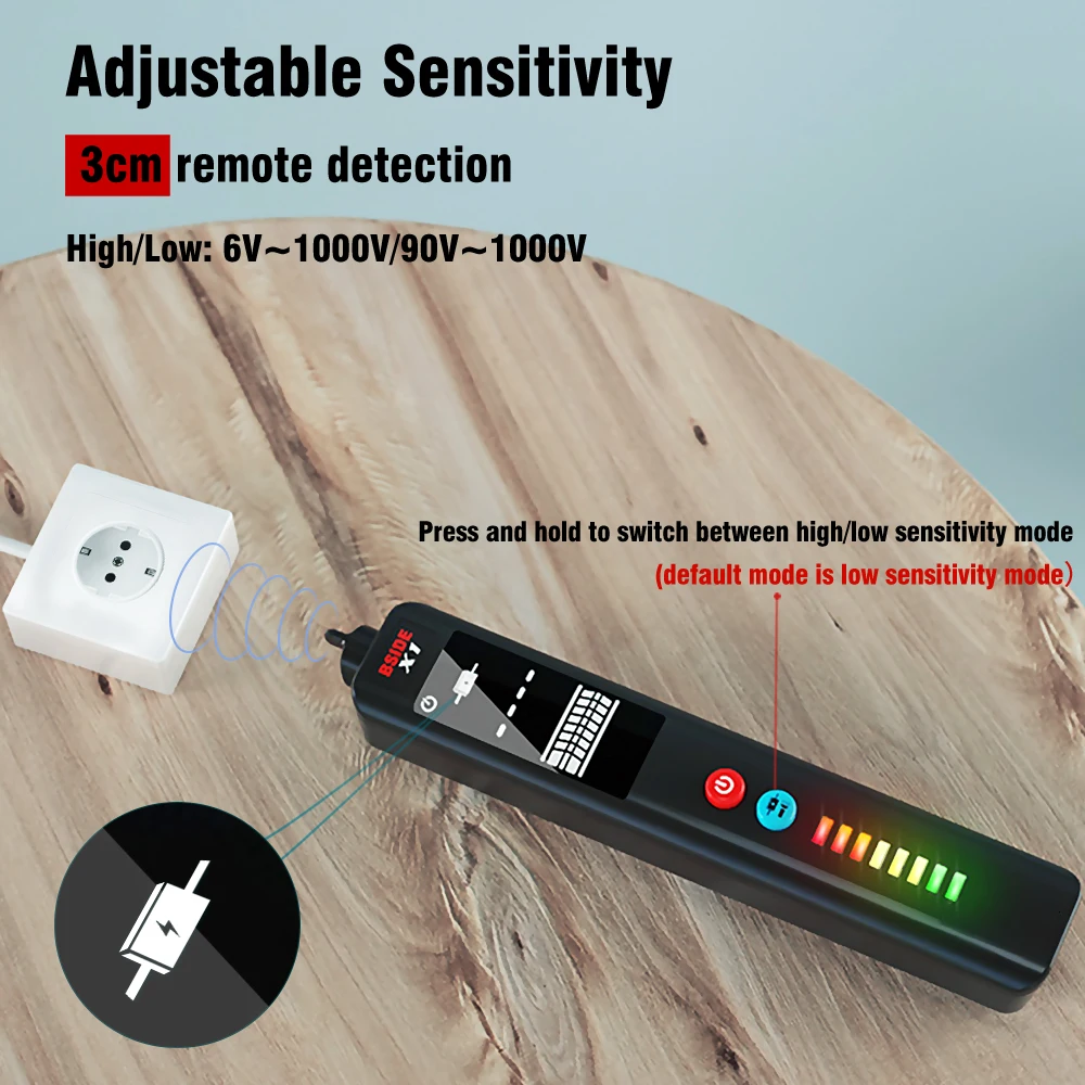 display ncv ajustável sensibilidade dupla faixa ac tensão sensor testador