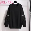 New Autumn Winter Plus Size Women Clothing Tops Large Long Sleeve Loose Cotton Black Velvet Pullover Coat 3XL 4XL 5XL 6XL 7XL