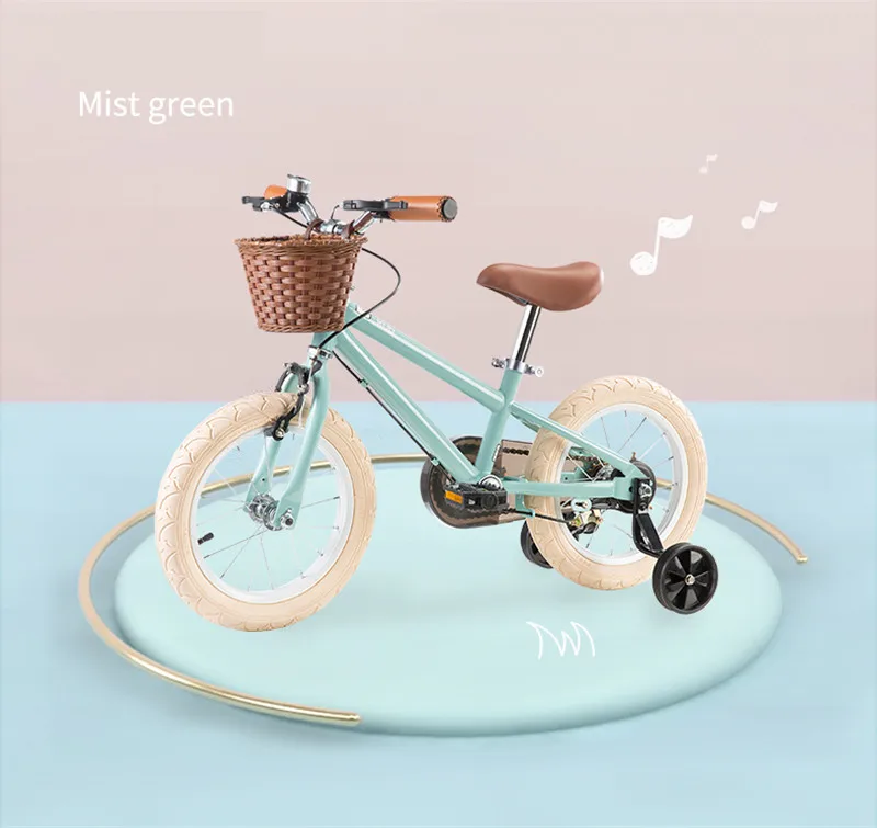 New Kids Bike 14/16 inch 3 - 9 Years Old Boys and Girls Princess Vintage Bicycle Baby Children Balance Bike With Auxiliary Wheel