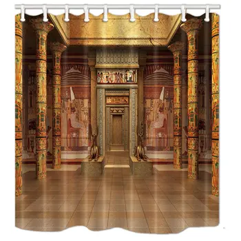 

Egyptians Shower Curtains, Tombs with Egyptian Mural on The Wall in Vintage, Polyester Fabric Waterproof Bathroom Ancient Egypt