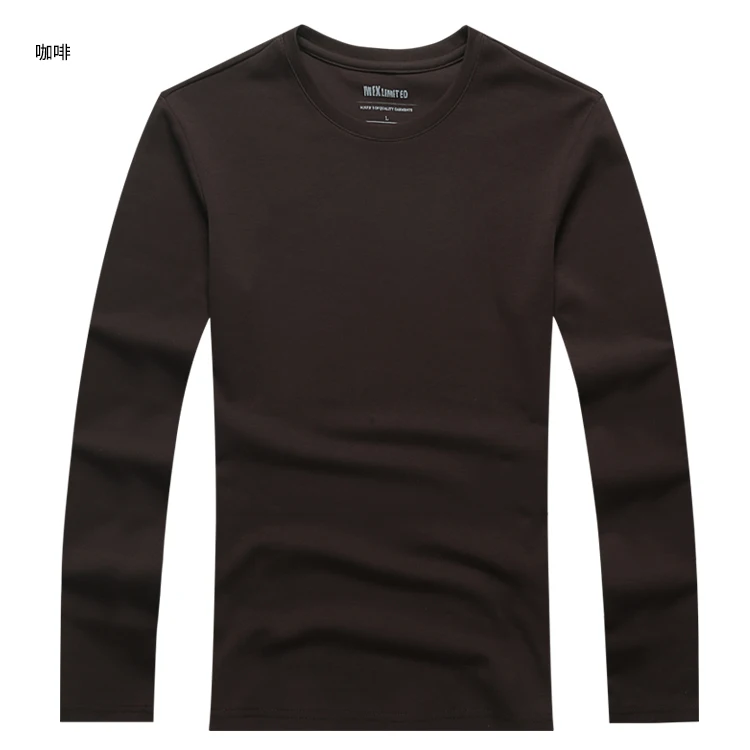 Мужская Осенняя утолщенная теплая хлопковая футболка с длинным рукавом и круглым вырезом, Мужская эластичная Повседневная Однотонная футболка T916