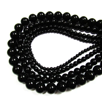 

Factory Price 4mm/6mm/8mm/10mm /12mm Natural Black Round Stone Beads For Bracelet/ Necklace/Earring/ Hand Made DIY Jewelry.