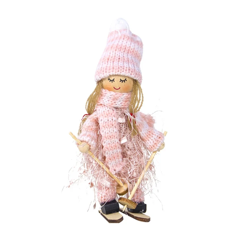 C Knitted Angel Dolls Christmas Pendants Decorative Hanging Figurine Ornaments Holiday Gift Decorations Christmas pendant - Color: C