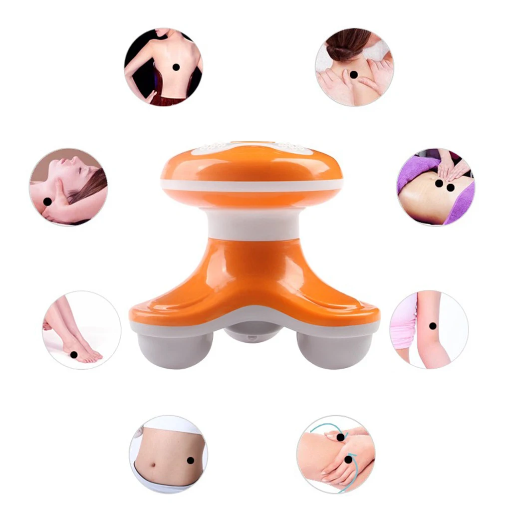 Mini Electric Handled Vibrating Massager with 3 Heads Full Body Self Massage Tool Pain Relief for Neck Body Shoulder Leg Waist