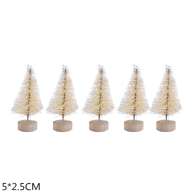 5cm-beige 5 шт. 5-16 см сизалевое волокно Мини Рождественская елка Снежный Мороз сосна DIY ремесло Рождественская вечеринка украшение стола рождественские украшения - Цвет: 5cm-beige