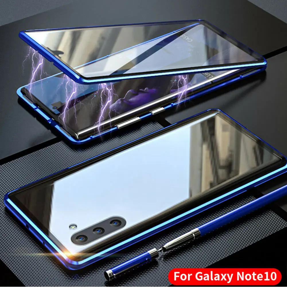Магнитный абсорбционный Передний+ задний стеклянный чехол для samsung Galaxy Note 10 Plus LFX-ING - Цвет: as shon