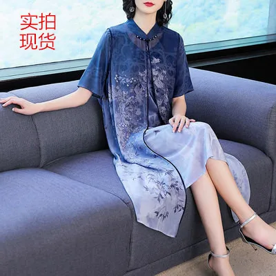 

2016 Spring And Summer New Style Ethnic-Style Faux Silk Dress Two-Piece Set Long Printed Floral-Print Mulberry Silk Skirt