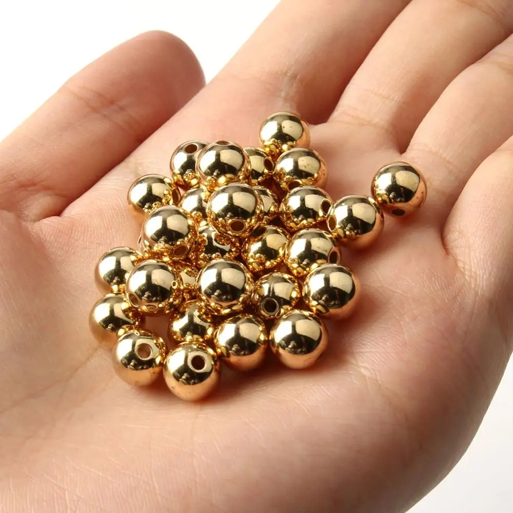 thumbnail image 1 of Venta al por mayor, 3, 4, 6, 8, 10, 12 mm, 30-500 piezas, espaciador de semillas redondo CCB chapado en color dorado, cuentas sueltas para hacer joyas DIY, 1 of 4