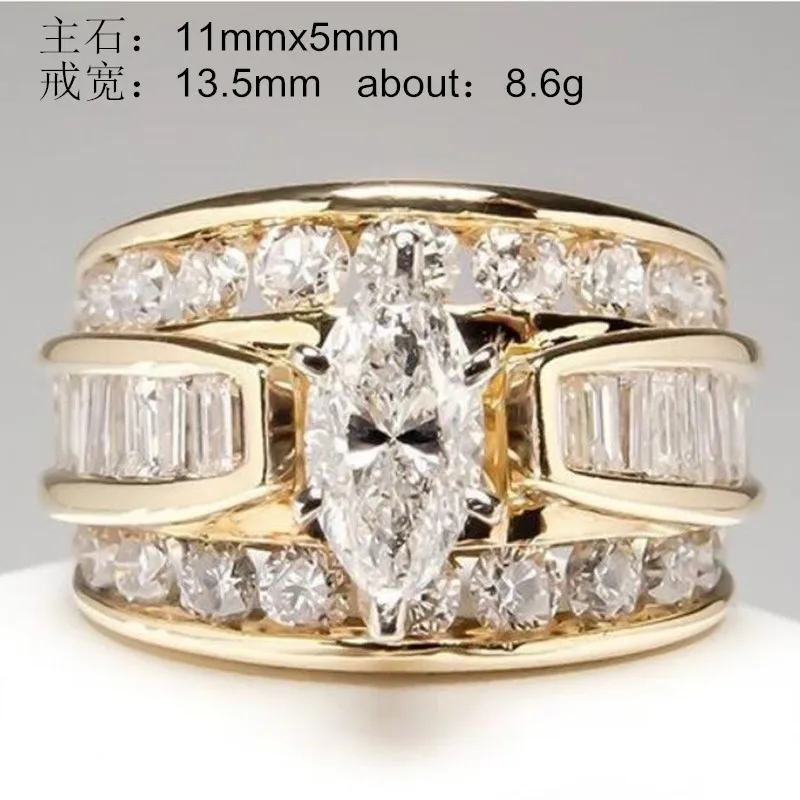 Изысканная огранка маркиз циркониевые кольца для женщин Bijoux Anel Femme золотого цвета обручальное кольцо для помолвки кольцо эффектные украшения в подарок