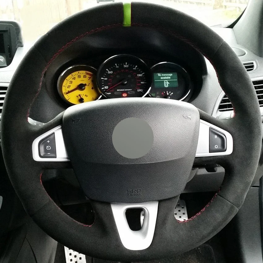 Black-Suede-DIY-Car-Steering-Wheel-Cover-For-Renault-Fluence-Fluence-ZE-2009-2016-Megane-1