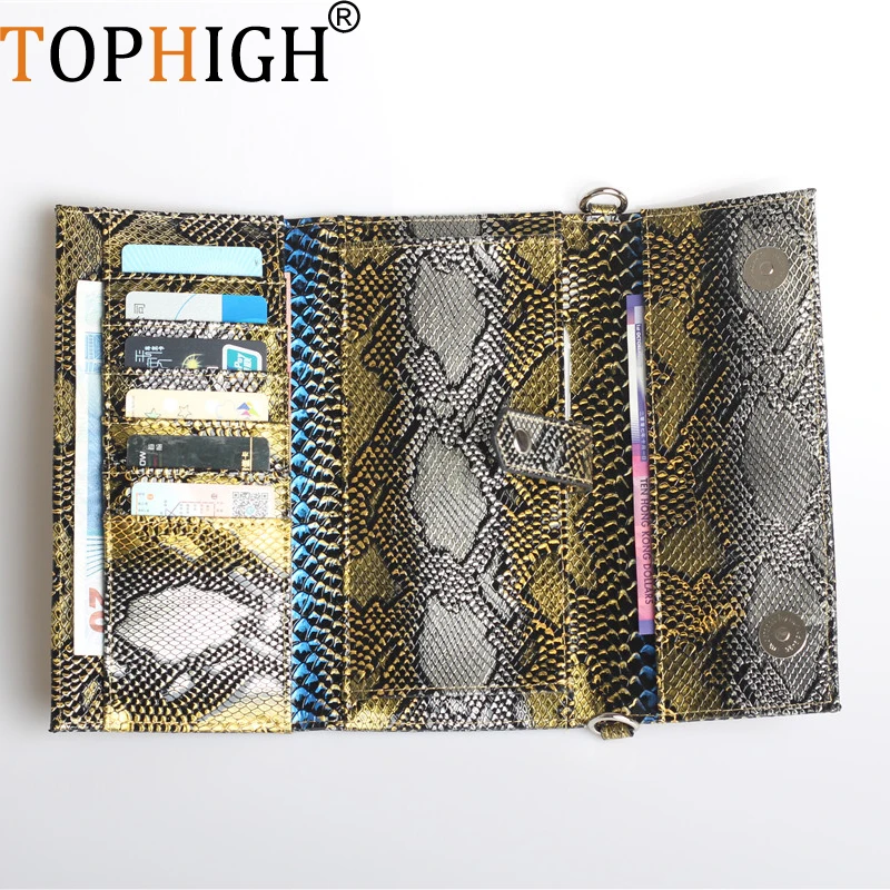 Популярная новинка модная сумка TOPHIGH из тисненой кожи в виде змеиной маленькая