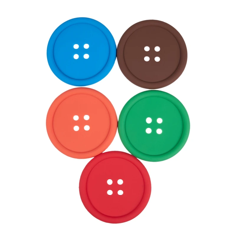 New-5 Colors Round Button Shaped Non-slip Insulated Silicone Cup Mats Coasters Holders