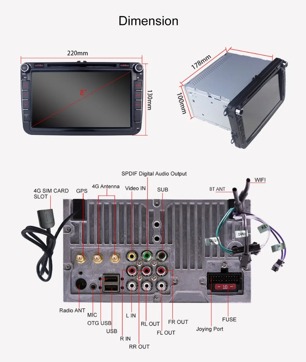 Best JOYING Android 8.1 car radio player 2 din autoradio support 4G Octa Core 4GB+64GB for Volkswagen/Seat/Skoda DSP free camera 23