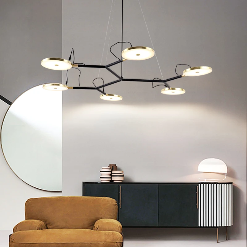 

2019 new black modern chandelier simple designer living room bedroom study lighting lighting 110-260v hanging chandelier
