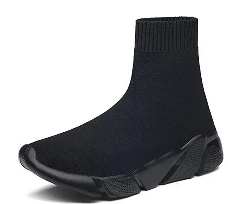 Спортивная обувь для мужчин и женщин, дышащие кроссовки для женщин и мужчин, спортивная обувь с вязаным верхом, женские ботинки с высоким берцем - Color: full black