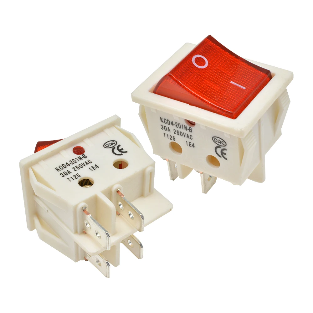 3 шт. кулисный выключатель питания 25*31 мм KCD4 4 Pin 6 Pin 2 позиции 30A 250V зеленый красный черный кнопка с светильник