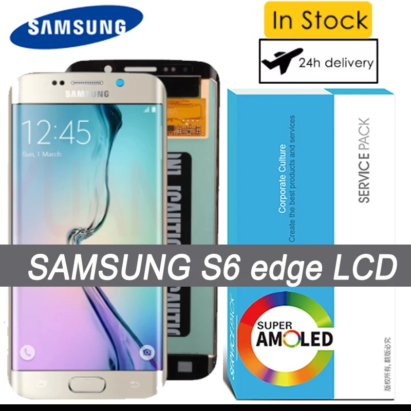 100% Оригинальный 5 1 ''Super AMOLED дисплей для SAMSUNG Galaxy S6 edge ЖК-дисплей с рамкой G925 G925I