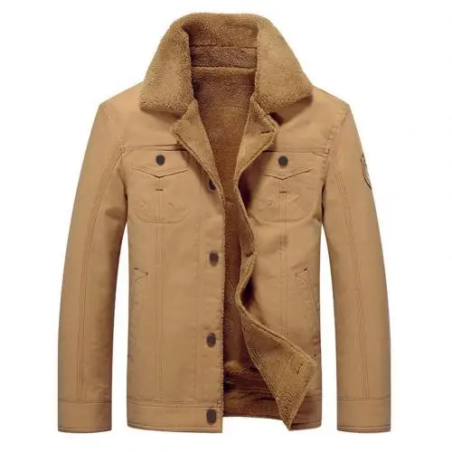 Мужская куртка, пальто, повседневные однотонные мужские куртки, Осень-зима, повседневные пальто, стоячий воротник, тонкая замшевая овечья кожа, спортивная куртка, куртка-бомбер - Цвет: Хаки