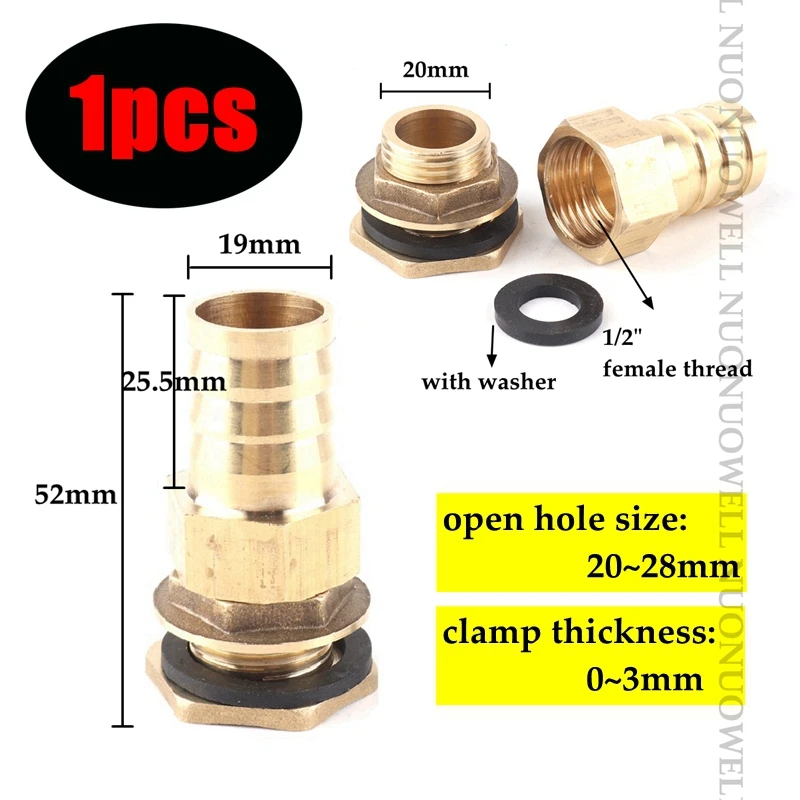 1pcs 1/2" Thread Fish Tank Adapter And Pagoda Connector Swivel Fitting Water Tank Copper Adapter Irrigation Water Hose Connector 