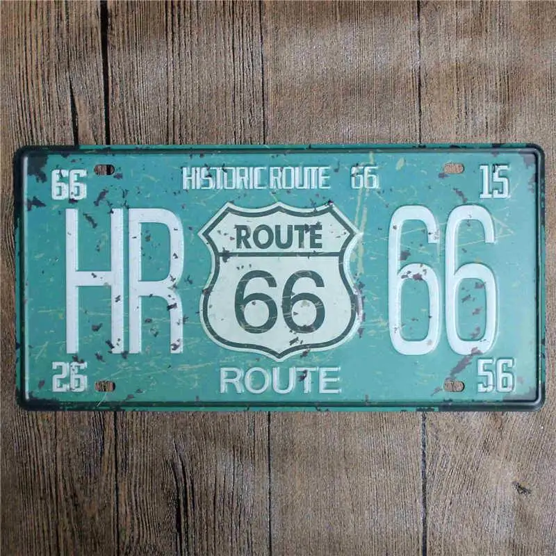 Светло-зеленый Route 66 номерной знак Ретро табличка металлический Бар Паб гараж декоративный домашний Декор металлическая живопись жестяная вывеска настенная декоративная доска - Цвет: Светло-зеленый