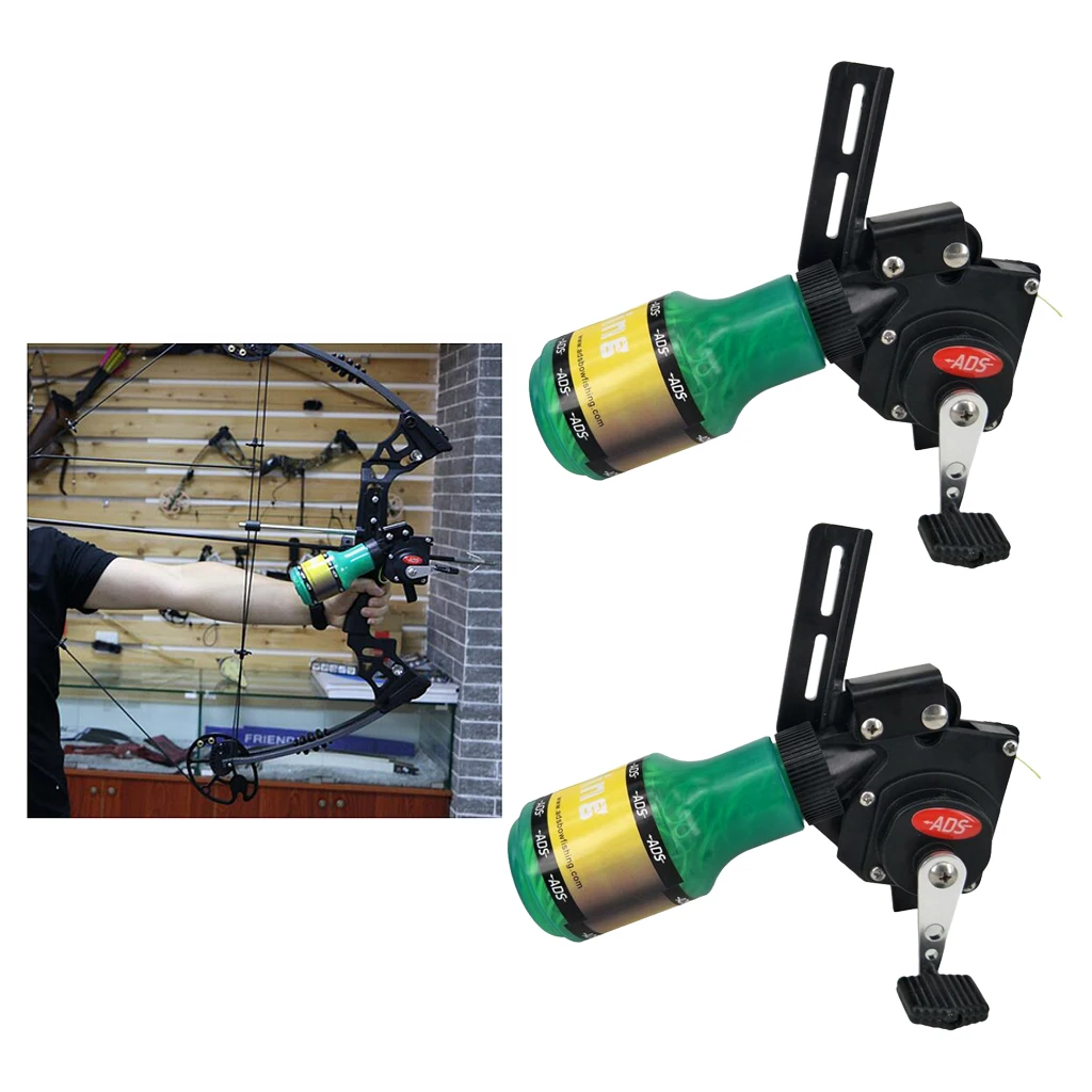 

2 Pieces Retriver Pro Bowfishing Reel Bow Fishing Reel Mount Kit with 20 Meters Line