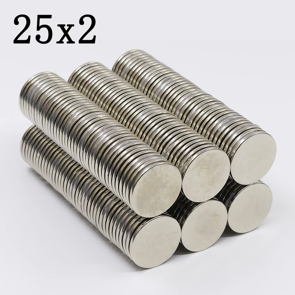 

15/50Pcs 25x2 Neodymium Magnet 25mm x 2mm Super Powerful Strong Permanent Magnetic imanes N35 Round NdFeB 25X2