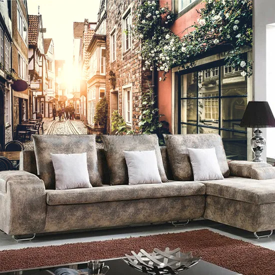 

3D European Style Retro Nostalgic Europe Small Town Street View Wallpaper Western Restaurant Cafe Coffee Shop Wallpaper Large Mu