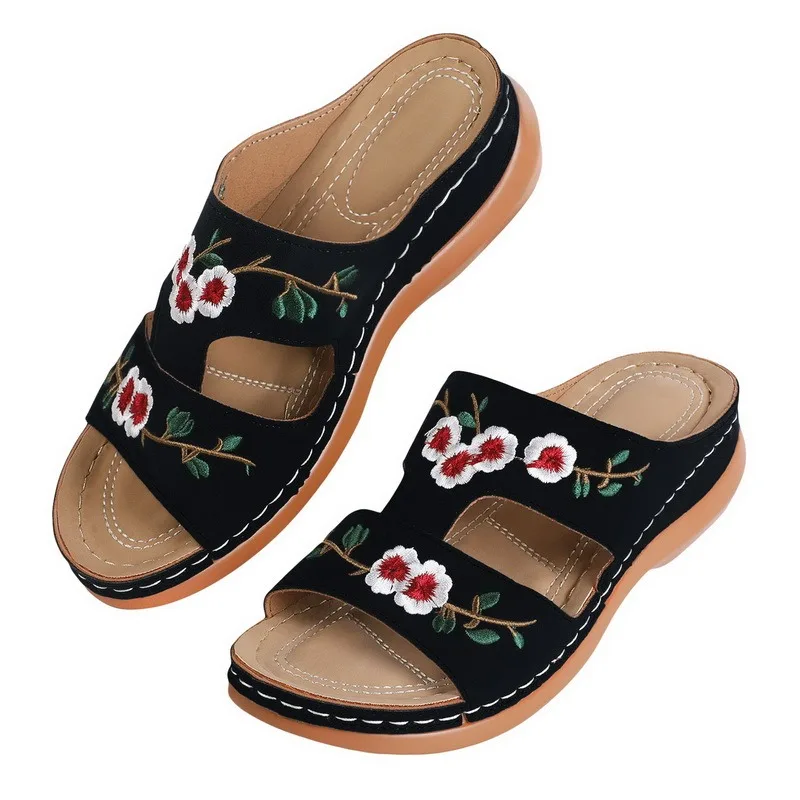 Hb2ea100b3ba64f01a2d360a54834f76bC Women Wedge Sandals Premium Orthopedic Open Toe Sandals Vintage Anti-slip Leather Casual Female Platform Retro Shoes 2021 Summer