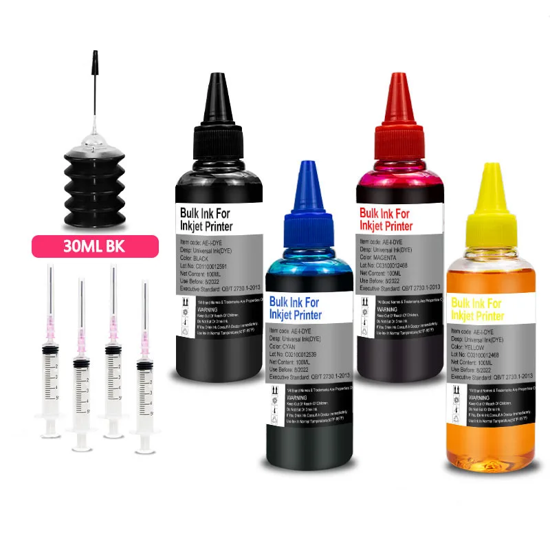 Universal Refill DYE Ink kit Epson Canon HP Brother DELL Inkjet deskjet CISS Cartridge Printer Ink MorePage