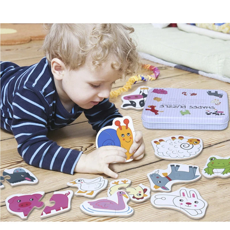 Детские головоломки игрушки Монтессори игрушки для детей набор животных головоломка игра детская деревянная игрушка обучающие игрушки-пазлы для детей