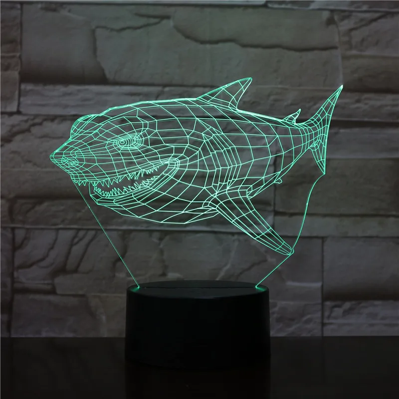 Акула USB 3D настольная лампа домашний декор 7 цветов меняющийся светодиодный Ночной светильник сенсорный пульт дистанционного управления Управление домашний декор атмосферная лампа