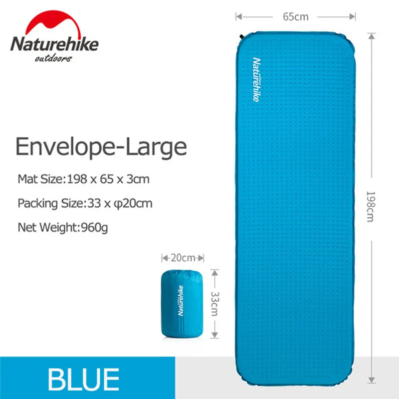 Blue En-lengthened Naturehike Самонадувающийся походный коврик Сверхлегкий походный открытый кемпинг матрас коврик высокое качество губка спальный коврик - Цвет: Blue En-lengthened
