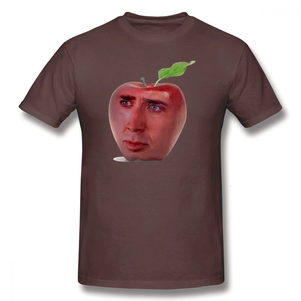 HKFZ Nicolas Cage футболка Nicolas Cageu Apple футболка уличная одежда с графическим принтом Футболка с коротким рукавом хлопок забавная футболка - Цвет: Coffee