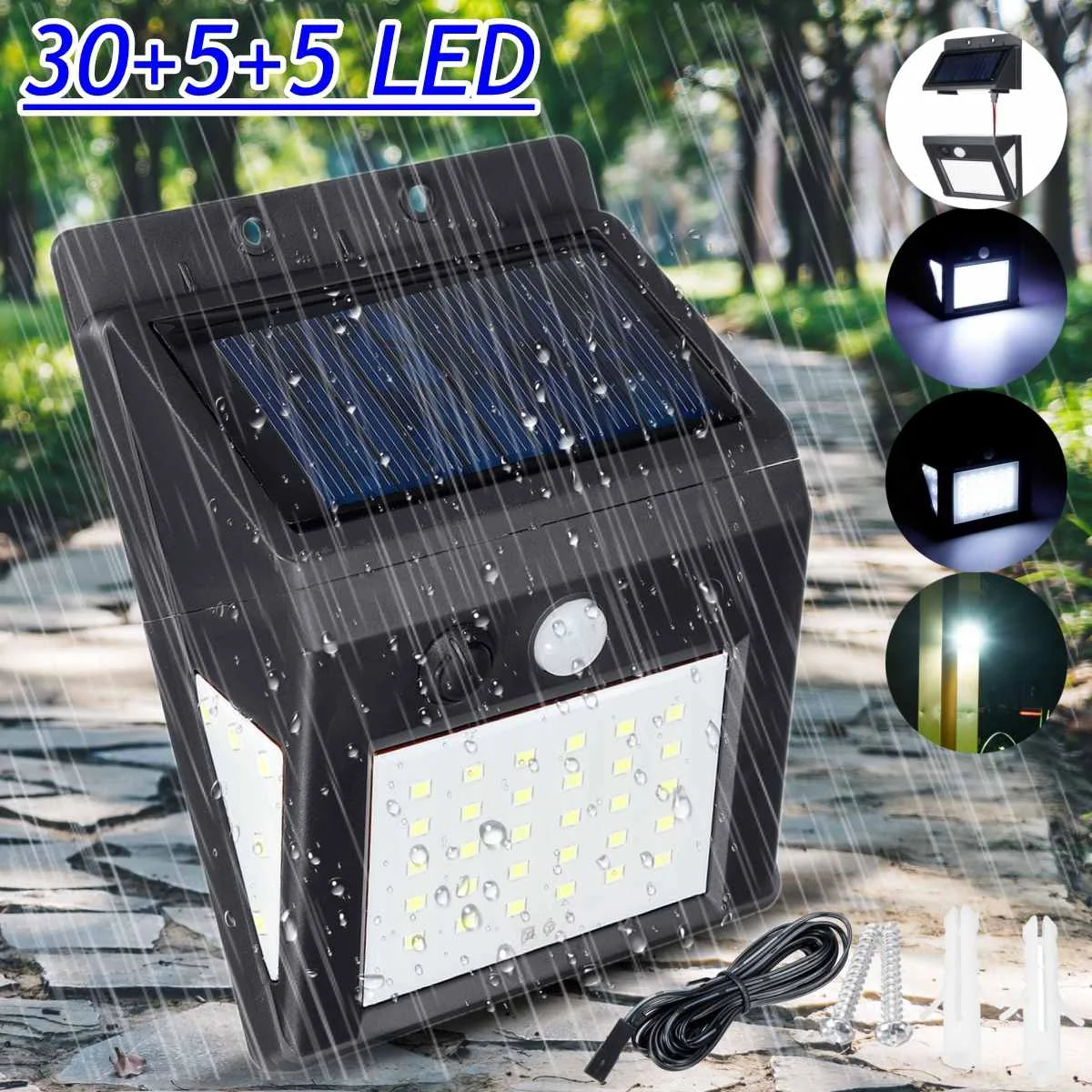 40led 30/40/50 светодиодный открытый человеческого тела индукционные стенная солнечна лампа Водонепроницаемый IP44 солнечной движения Сенсор огни - Испускаемый цвет: 40led
