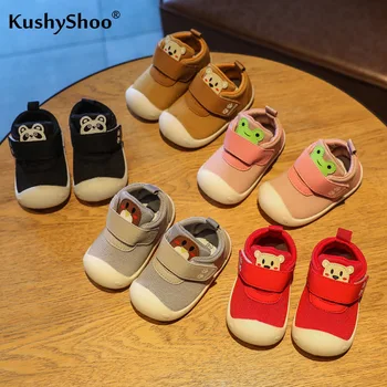 

Kushyshoo Toddler Shoes 2020 Fashion Cartoon Knitted Hook & Loop Solid Color All-match Baby Shoes Soft Bottom Non-slip Sneakers