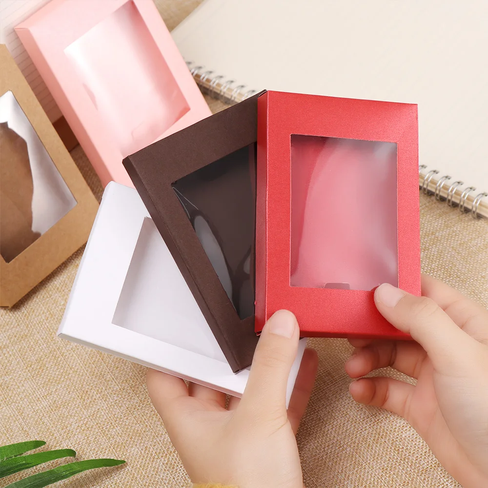 10Pcs Kraft Paper Gift Boxes with Clear PVC Window, Vintage Style Cake Packaging Boxes,... - SKU KPGB2017 - UGI Packaging